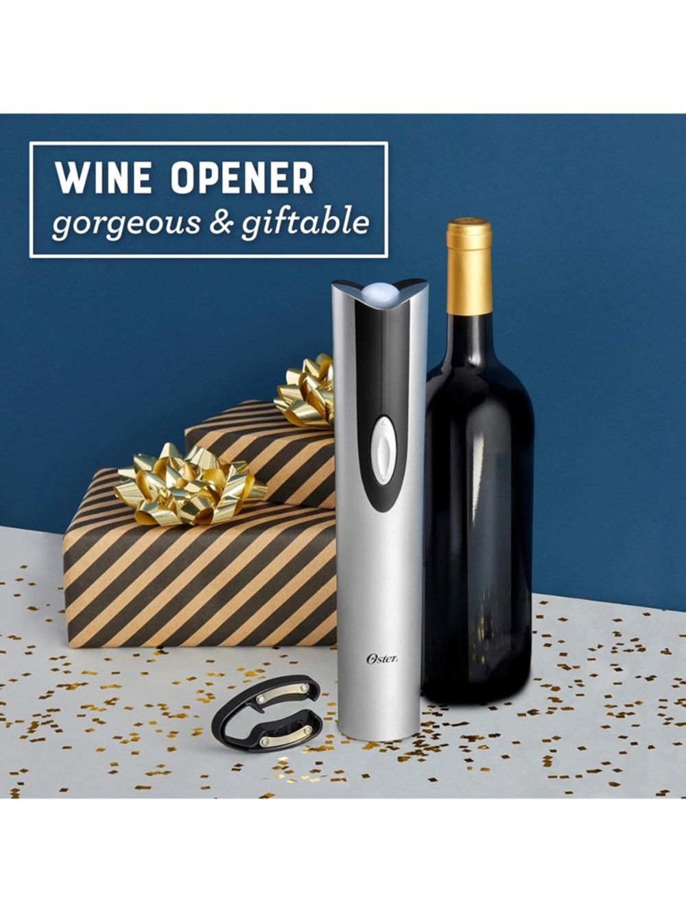 Oster Cordless Electric Wine Bottle Opener with Foil Cutter grey6 - Picture 2 of 4